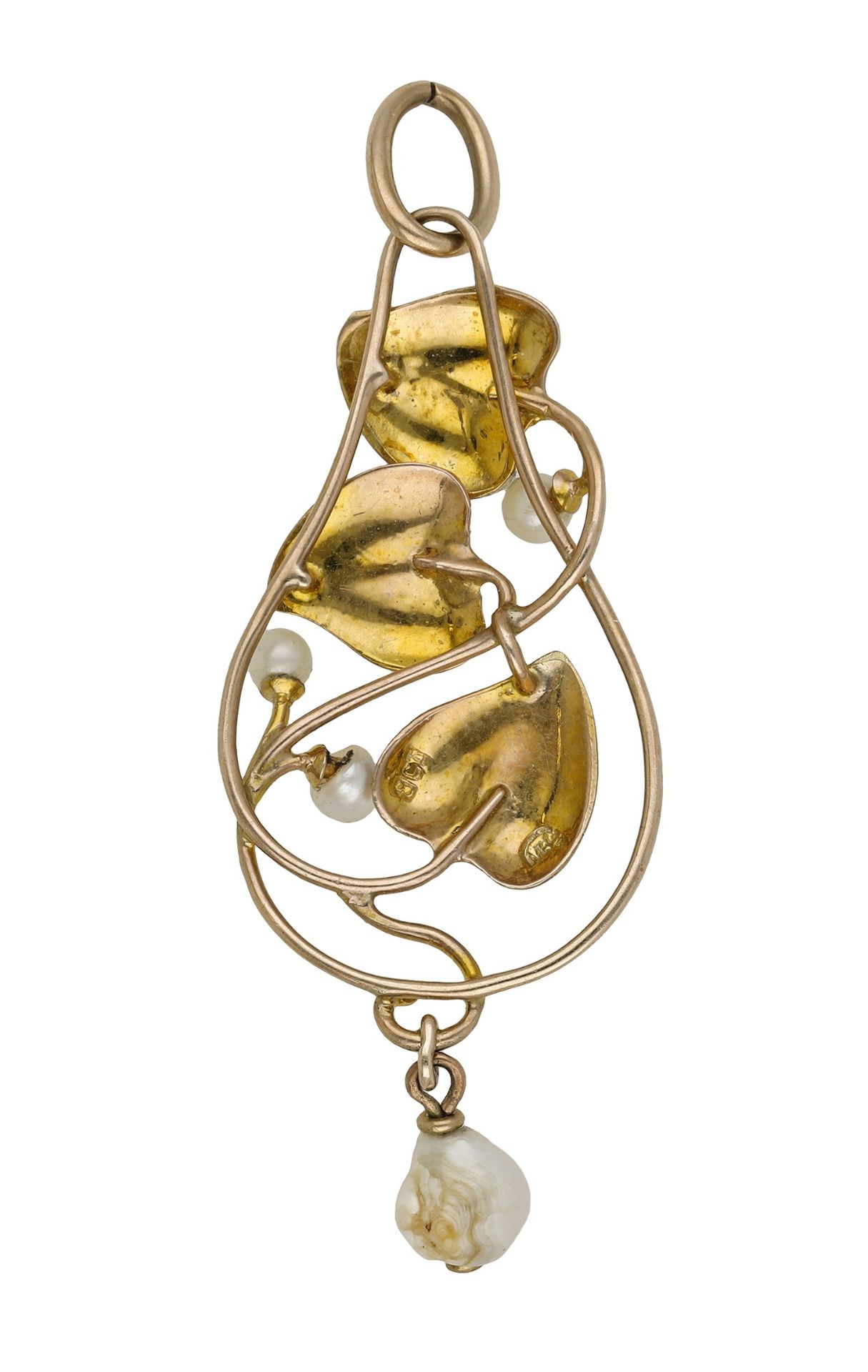 An Art Nouveau pendant by Murrle Bennett & Co., of organic foliate design, the polished vine... - Bild 2 aus 3