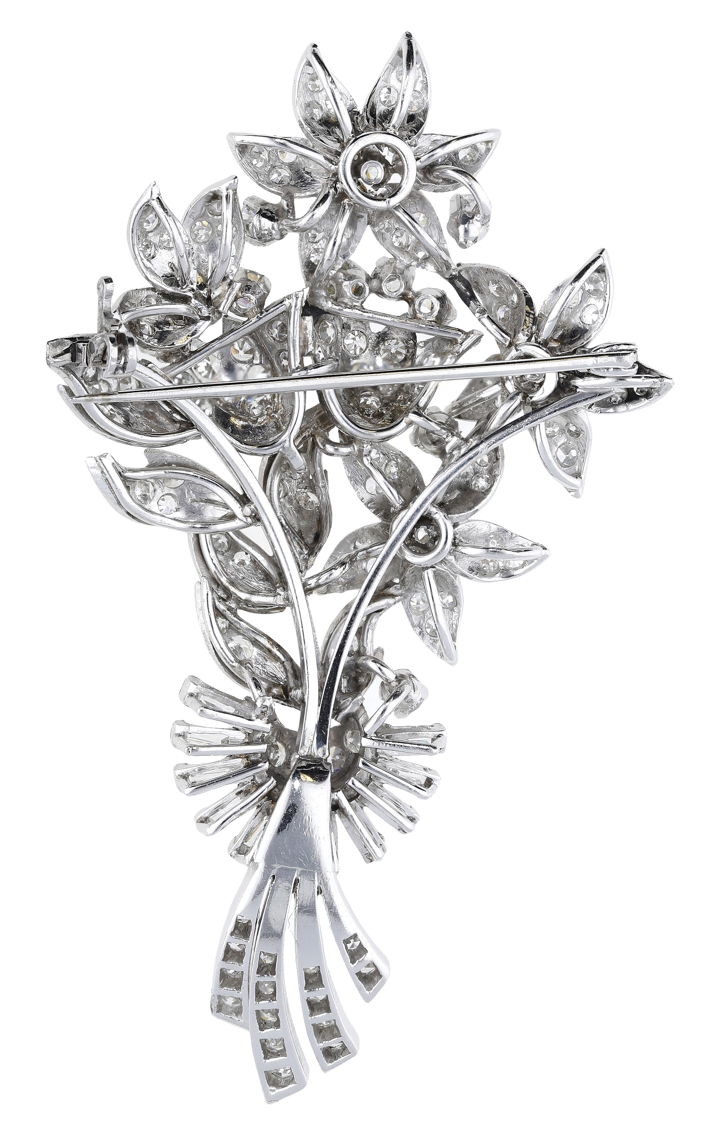 A mid 20th century diamond spray brooch, the foliate spray set throughout with a combination... - Image 2 of 2