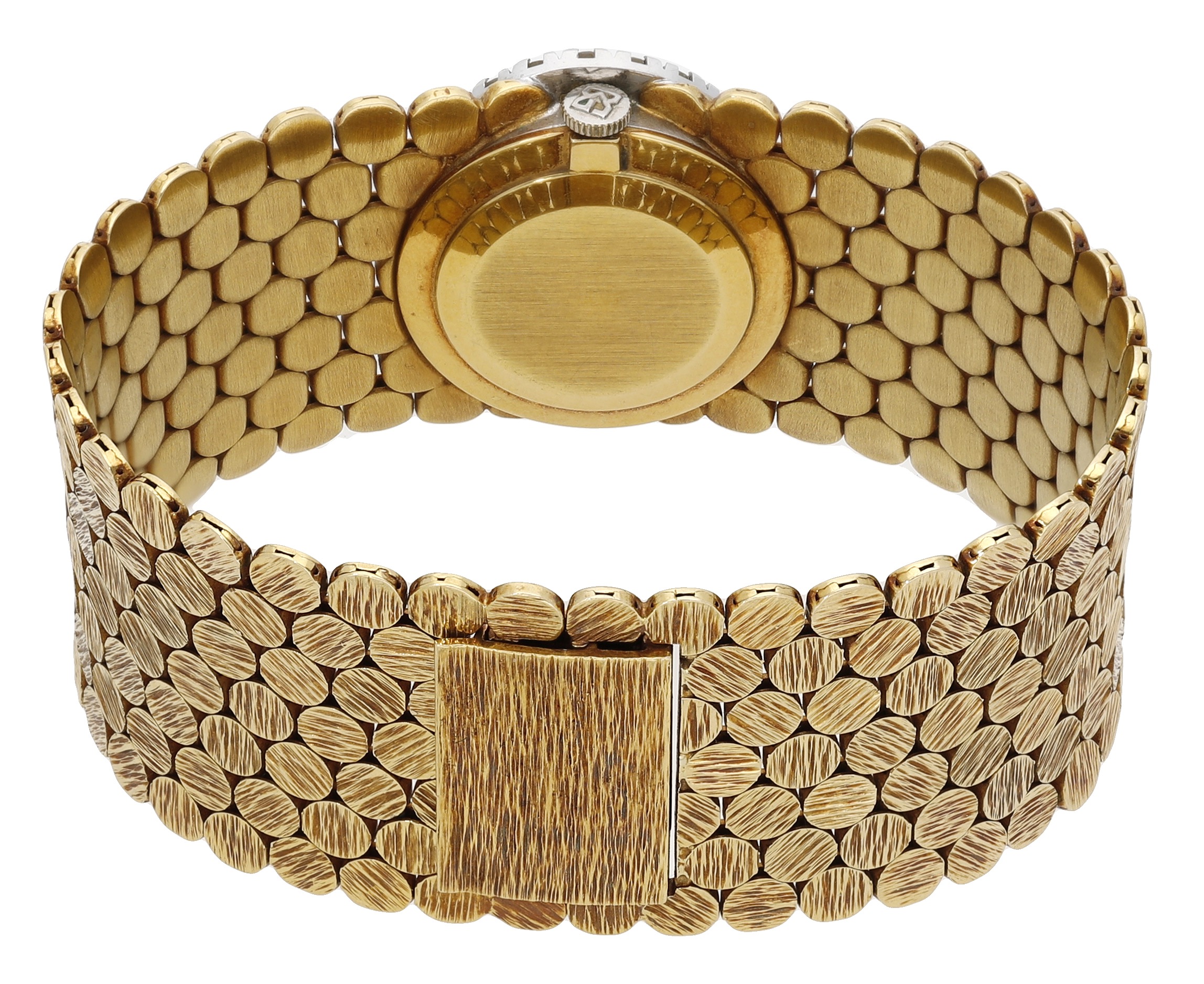 Bueche Girod. A gold and diamond-set bracelet watch with tiger's eye dial, circa 1971. Move... - Image 2 of 6