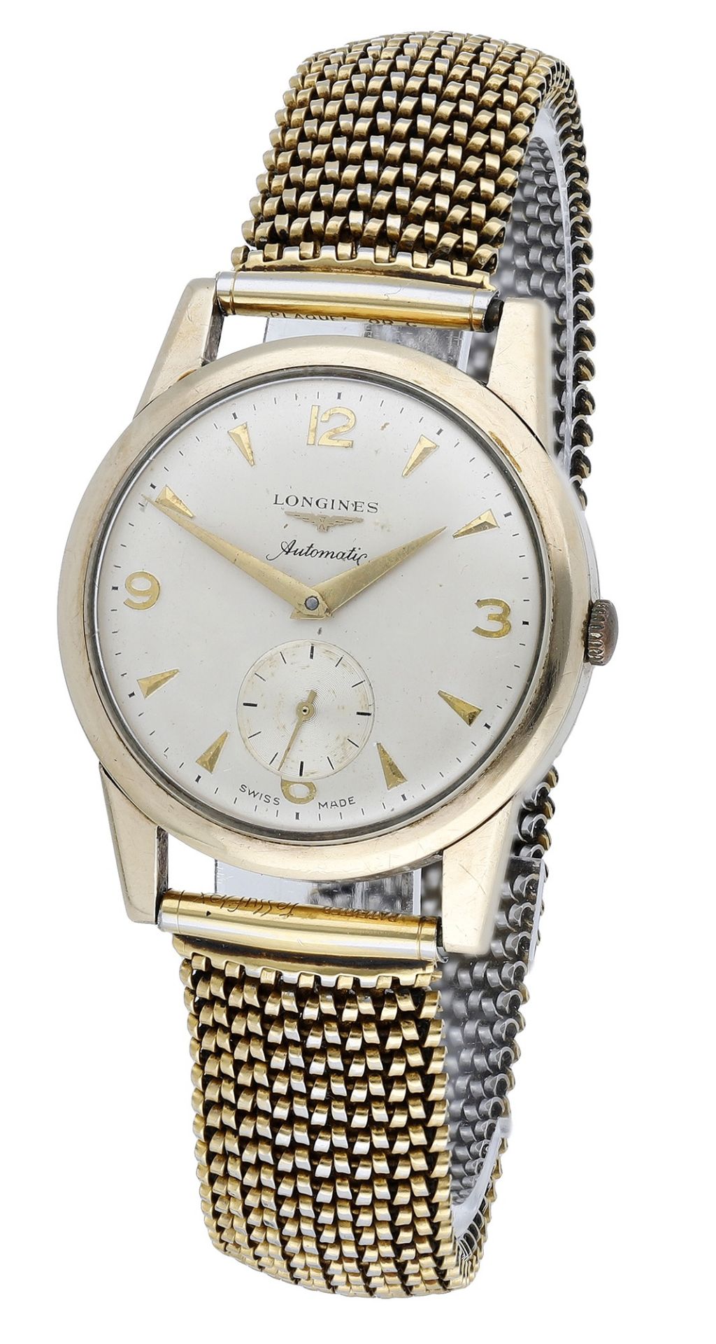 Longines. A gold automatic wristwatch, 1958. Movement: cal. 22A, automatic, 18 jewels, no....