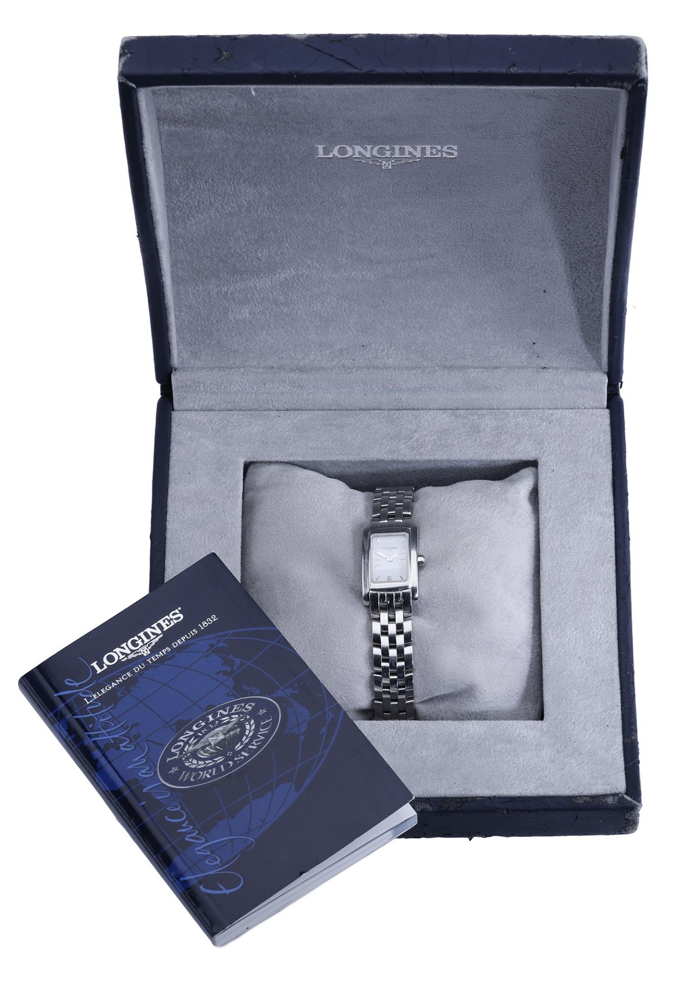 Longines. A lady's stainless steel rectangular wristwatch with bracelet, Ref. L5.158.4, circ... - Image 4 of 4