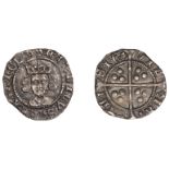 Henry VI (First reign, 1422-1461), Rosette-Mascle issue, Penny, Calais, mm. cross III on obv...