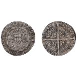 Henry V (1413-1422), Groat, class Cb, mm. cross pattÃ©e, 'frowning bust', no fleurs over crow...
