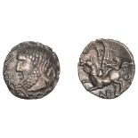 British Iron Age, CATUVELLAUNI, Andoco (20 - 1 BC), silver Unit, bearded bust left, a behind...