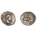 British Iron Age, ATREBATES and REGNI, Eppillus, silver Unit, bearded head right with flowin...
