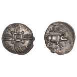 British Iron Age, CATUVELLAUNI, Tasciovanus (25 BC - AD 10), silver Unit, X Box type, verl i...