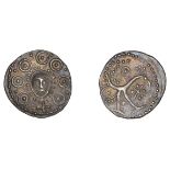 Early Anglo-Saxon Period, Sceatta, Secondary series H, type 49 var. 4b, facing head of Wodan...