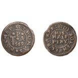 Solihull, Thomas Palmer, Halfpenny, 1669, 1.54g/12h (N 5350a, this piece; BW. 134). About ve...