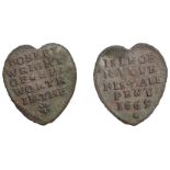 Epworth, Robert Wright, heart-shaped Halfpenny, 1669, 1.06g/12h (OB 75; N 2932; BW. 73). Abo...