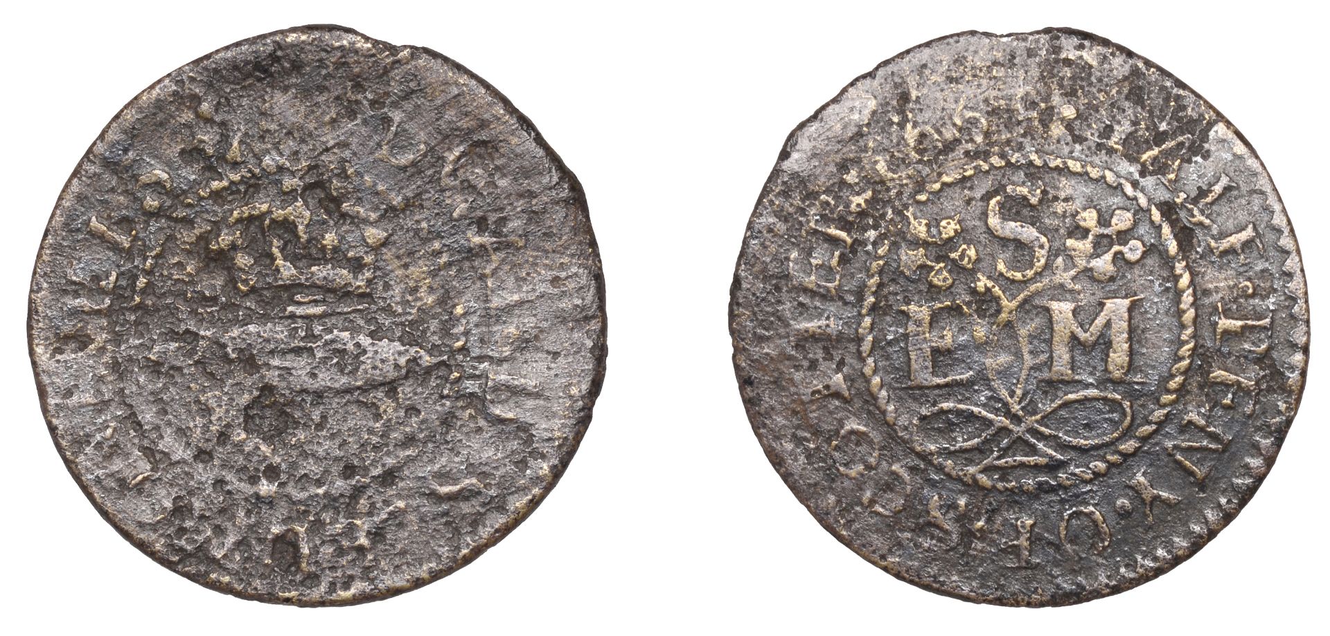 Scotter, Edward Sledmore, Halfpenny, 1669, 2.50g/12h (OB 216; N â€“; BW. 209). Mediocre, very...