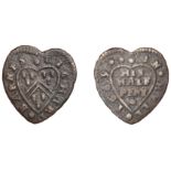 Hull, Richard Barnes, heart-shaped Halfpenny, 1669, 1.60g/12h (N 5890; BW. 133). Fine, rare...
