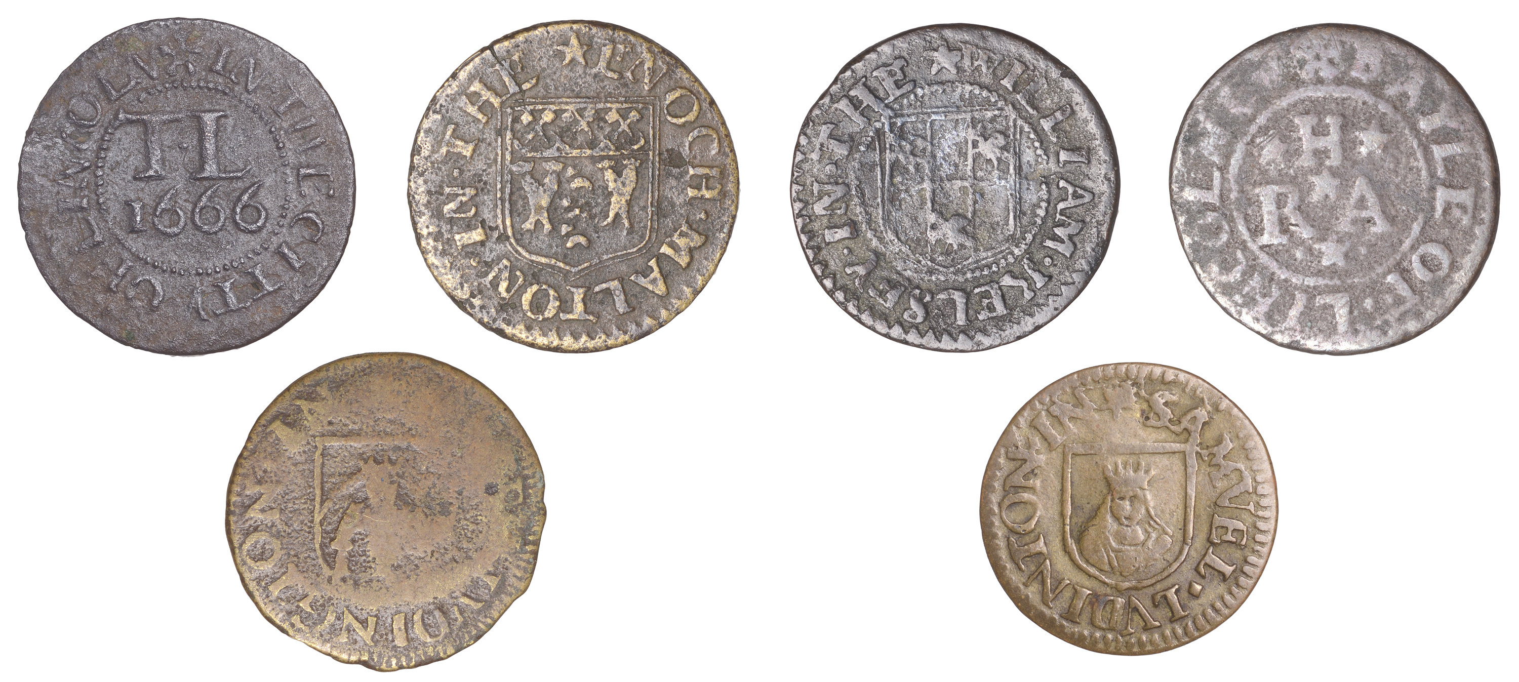 Lincoln, Robert Hall, Halfpenny, 2.23g/12h (OB 155; N 2964; BW. 150); William Kelsey, Halfpe... - Image 2 of 2