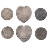 Hull, Mary Witham, heart-shaped Halfpenny, 1669, 1.15g/12h (N 5910; BW. 161); Jonas Youle, F...
