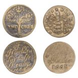 Howden, Tho. Okes, Halfpenny, 1667, 2.74g/12h (N 5880; BW. 128); John Wighton, Halfpenny, 16...