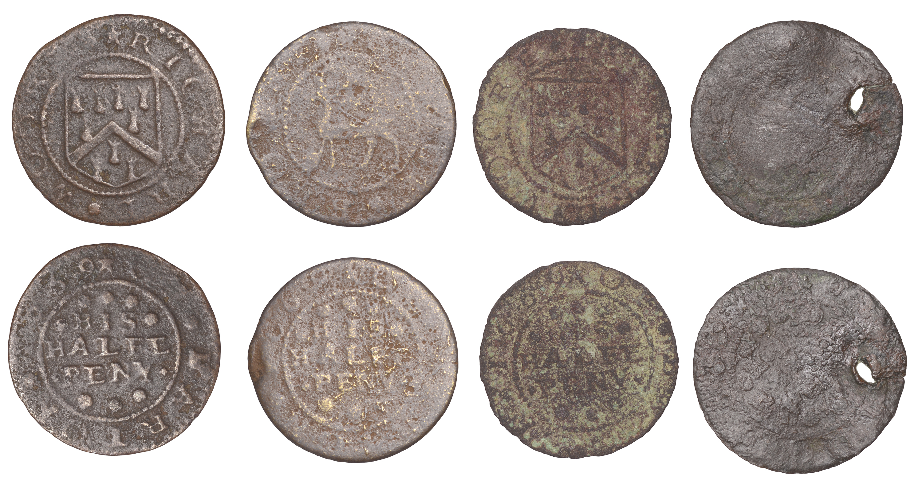 Barton-upon-Humber, George Brown, Halfpence, 1669 (2), 2.09g/6h, 1.15g/6h (both OB 8; N â€“; B...