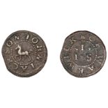 Warwick, John Jackson, Farthing, 1.28g/6h (N 5377; BW. 185). Flan clip, otherwise good fine,...