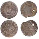 Wapping Dock, Timothy Raman, Halfpenny, 1668, 1.05g/3h (N 8546; D 3333A); Hugh Rowcliffe, Ha...