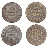 Richmond, Christopher Kirton, Halfpence, 1665 (2), 2.17g/3h, 1.98g/8h (both N 6019; BW. 277)...