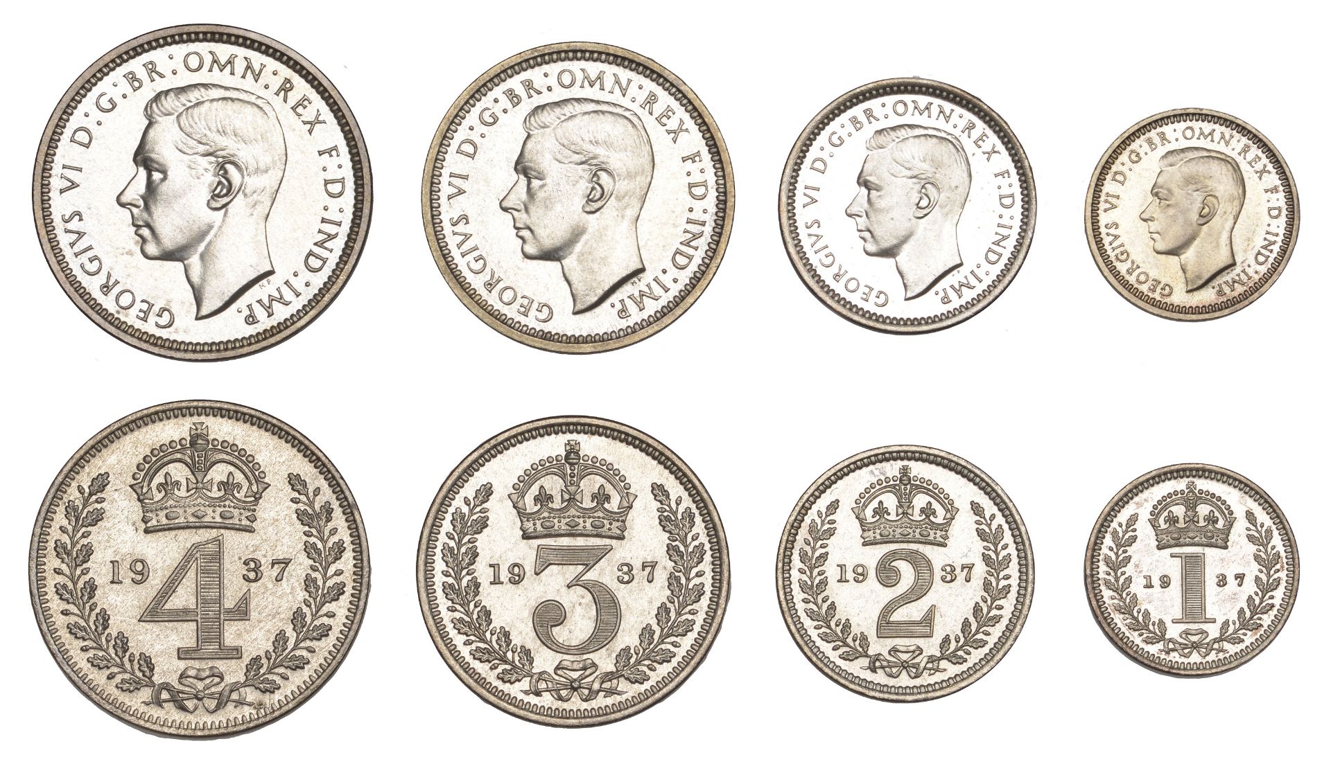 George VI (1936-1952), Maundy set, 1937 (ESC 4304; S 4086) [4]. About as struck Â£150-Â£180