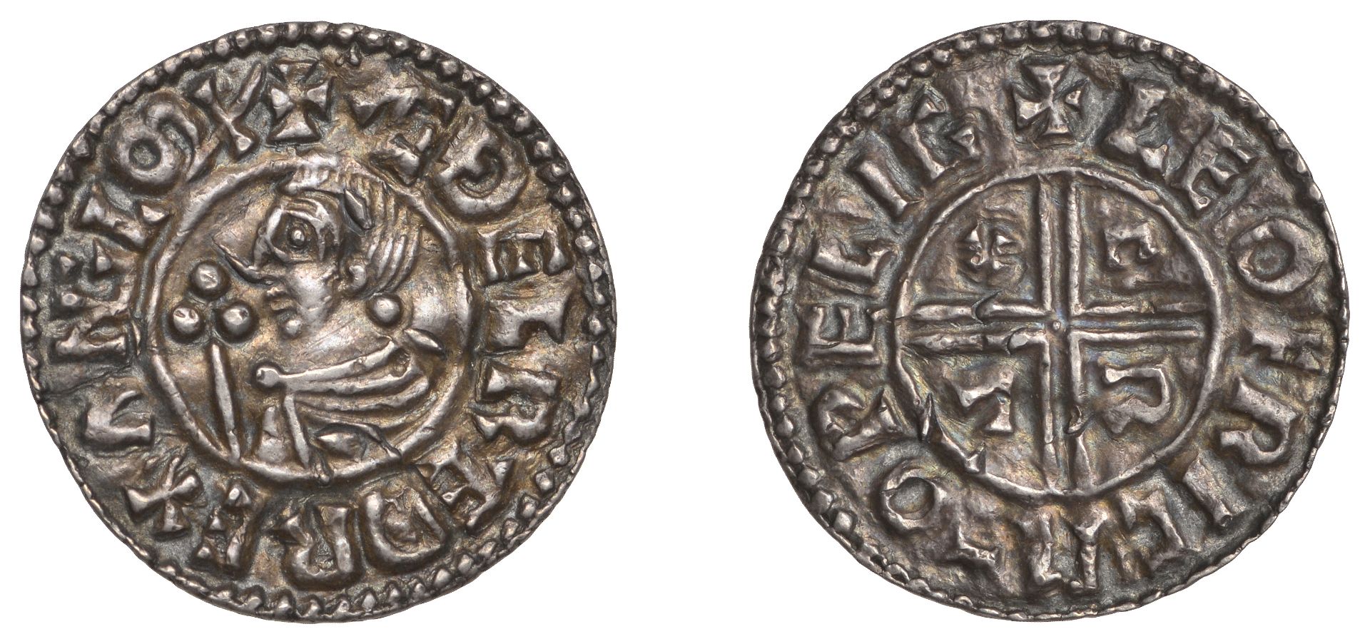 Ã†thelred II (978-1016), Penny, CRVX type, Wallingford, Leofric, leofric m-o pelig, 1.63g/6h...