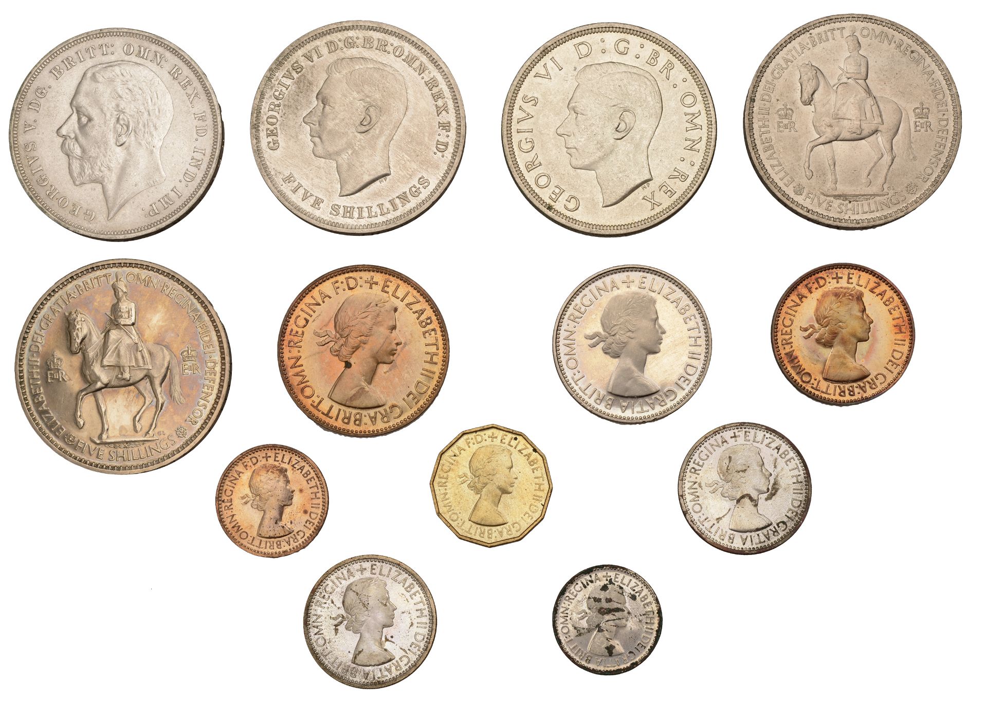 George V, Crown, 1935 (S 4048); George VI, Crowns (2), 1937, 1951 (S 4078, 4111); Elizabeth...