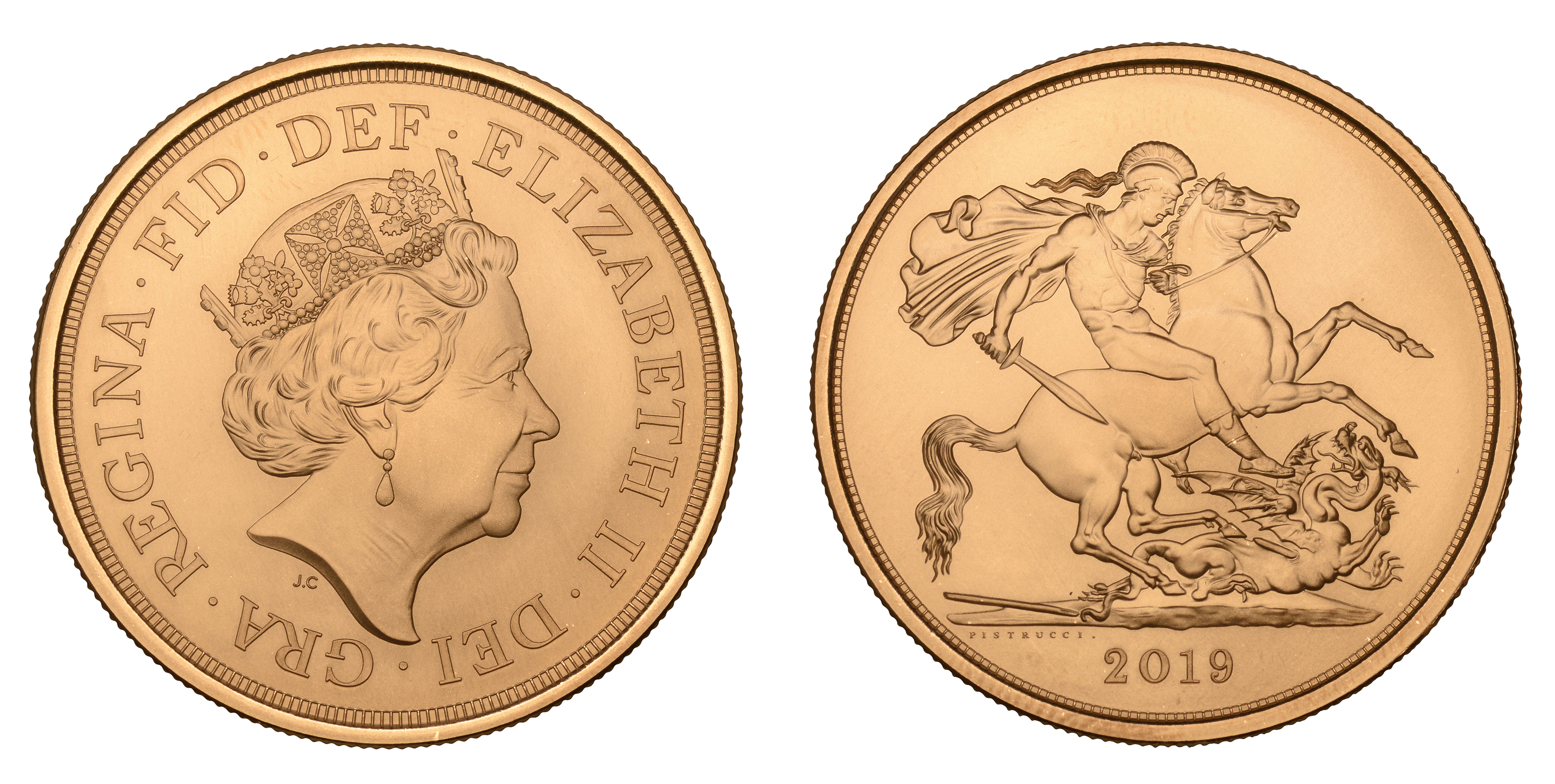 Elizabeth II (1952-2022), Sterling issues, Five Pounds, 2019 (S SE13). As struck; in de-luxe...