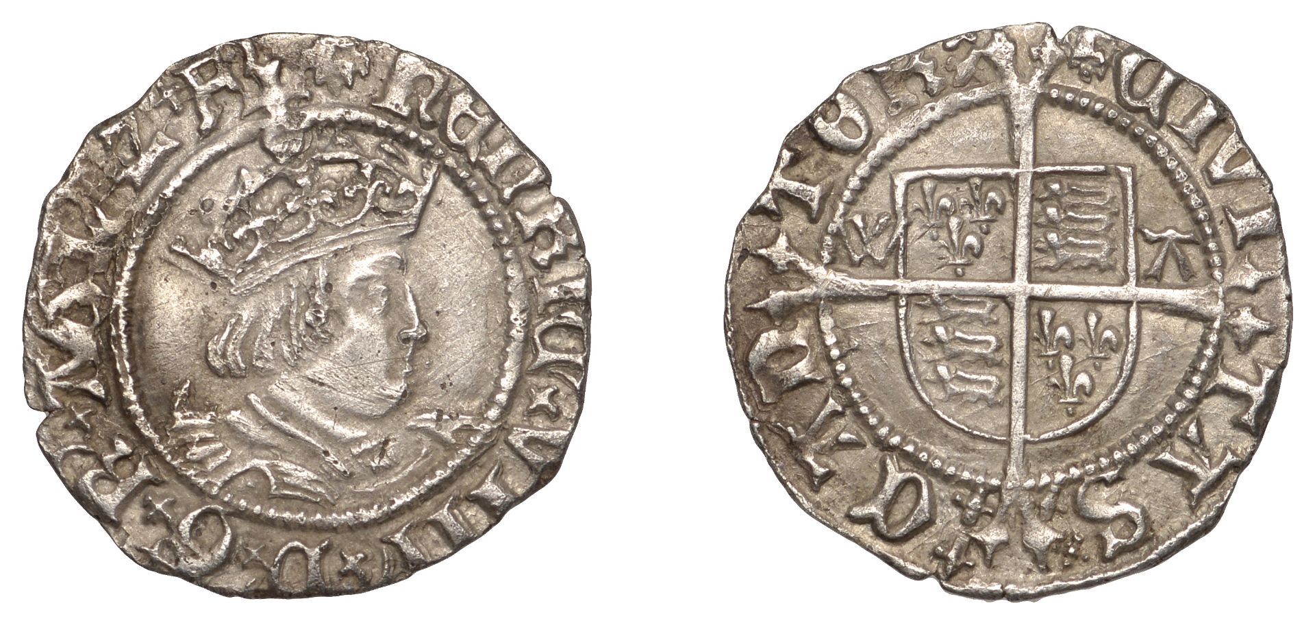 Henry VIII (1509-1547), Second coinage, Halfgroat, Canterbury, Abp Warham, mm. cross patonce...