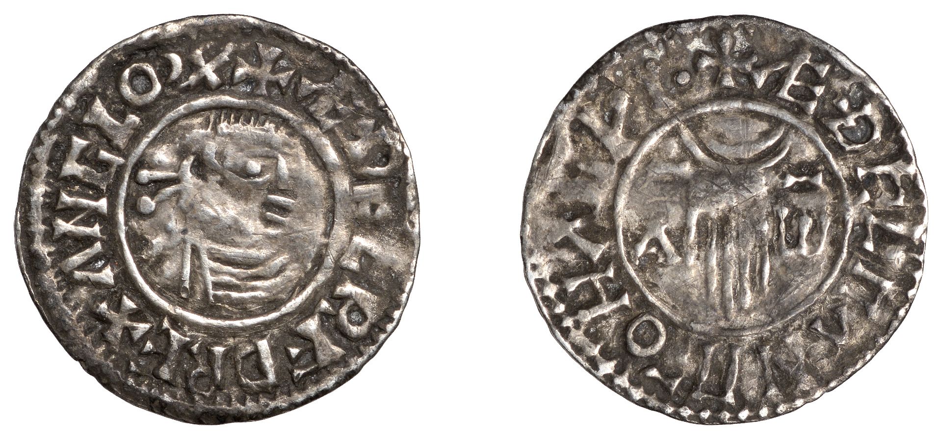 Ã†thelred II (978-1016), Penny, First Hand type, Southampton, Ã†thelman, Ã¦delman m-o hampi., S...