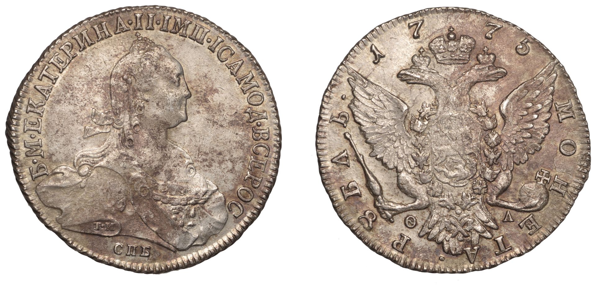 Russia, Catherine II, Rouble, 1775Î¸Ð», St Petersburg, 22.72g/11h (Bit. 219; Dav. 1684). Minor...