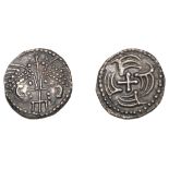 Early Anglo-Saxon Period, Sceatta, Secondary series J, type 37, two heads vis-Ã -vis, each wi...