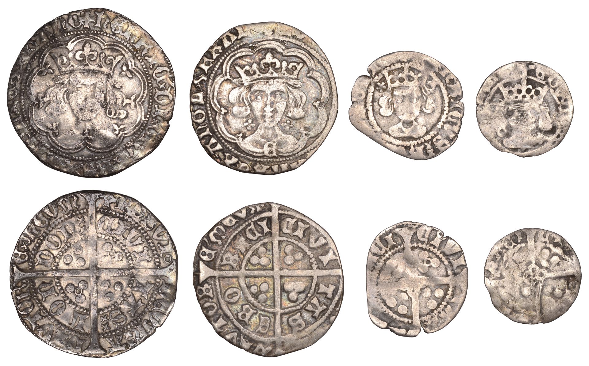 Henry VI, Annulet issue, Groat, London, mm. cross II, 3.25g/4h (S 1835); Edward IV, Light co...