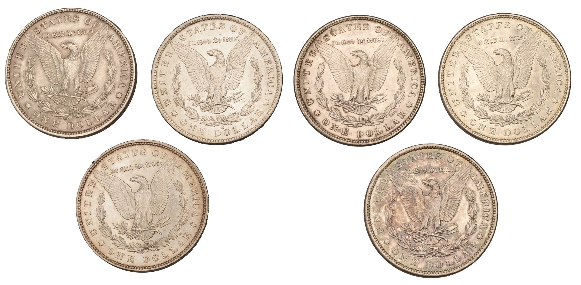 United States of America, Dollars (6), 1881, 1884o, 1886, 1887, 1890, 1898 [6]. About extrem... - Image 2 of 2