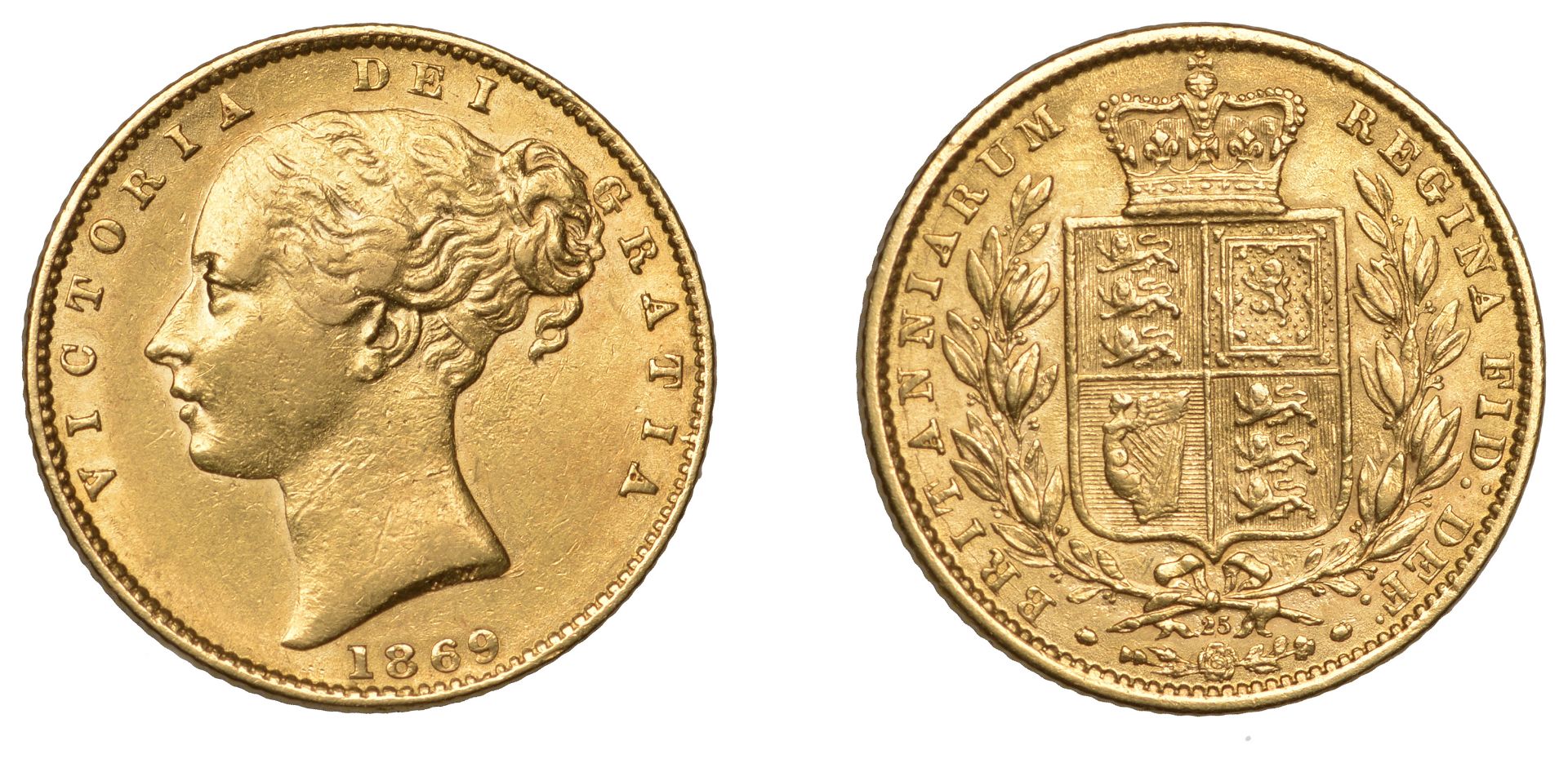 Victoria (1837-1901), Sovereign, 1869, die 25 (M 53; S 3853). Good very fine Â£340-Â£400