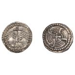 Early Anglo-Saxon Period, Sceatta, Secondary series J, type 37, two heads vis-Ã -vis, each wi...