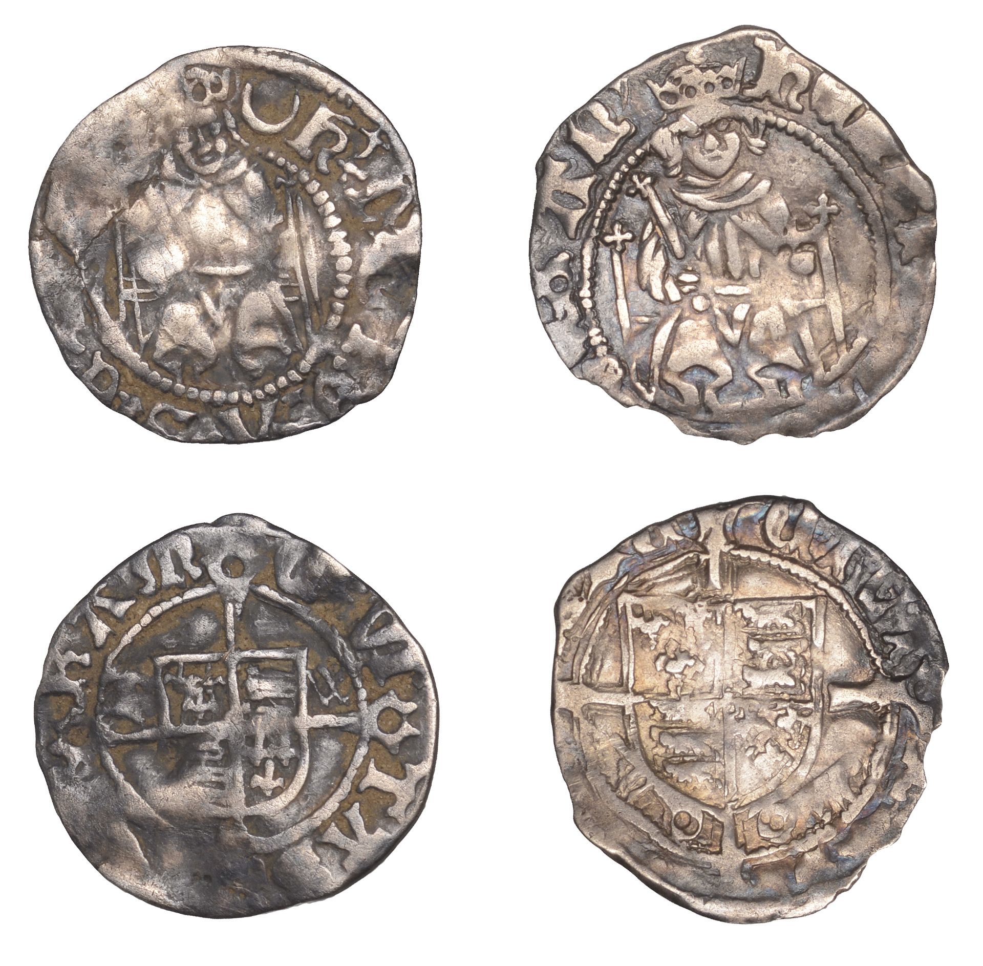 Henry VII, Penny, Sovereign type, York, Abp Rotherham, no mm., 0.68g/2h (S 2238); together w...