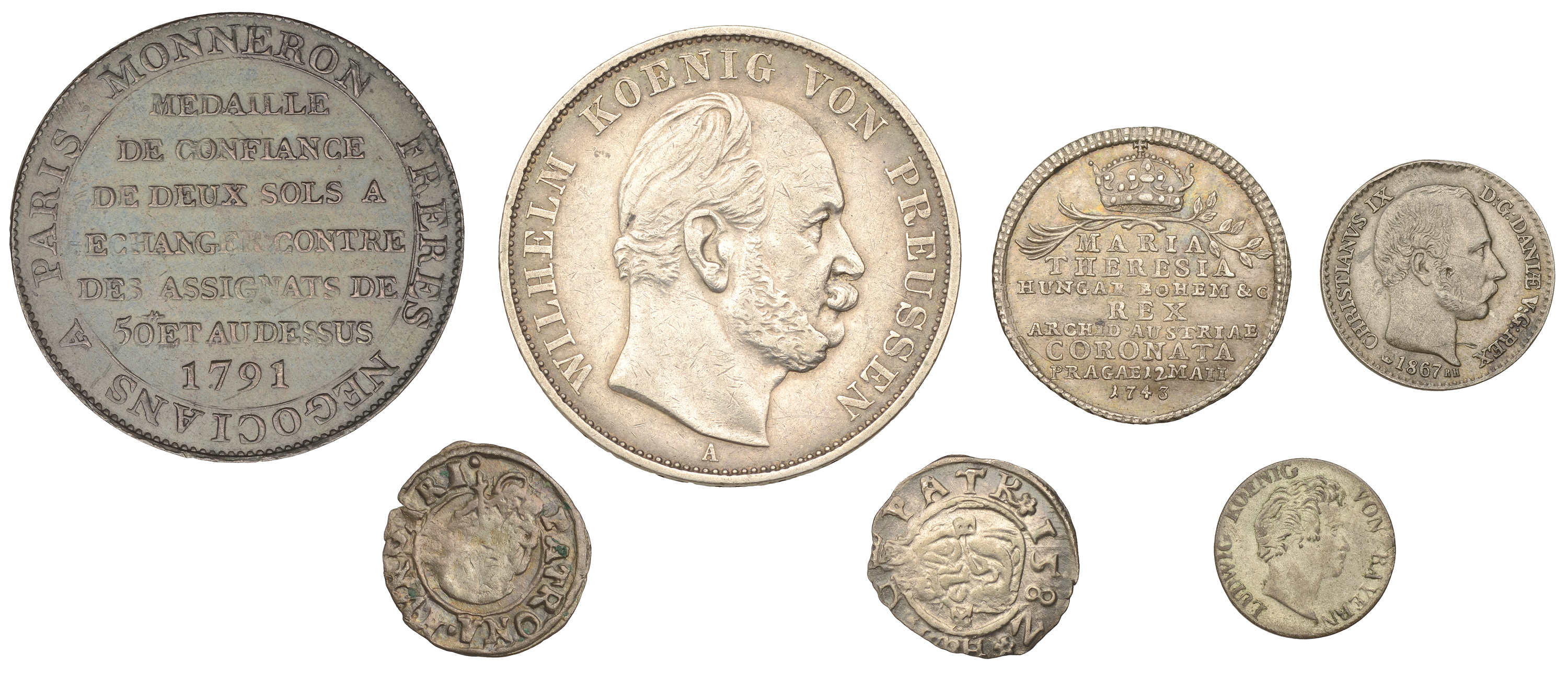 Miscellaneous, BAVARIA, Ludwig I, Kreuzer, 1828 (KM 727); BOHEMIA, Maria Theresa, silver Cor...