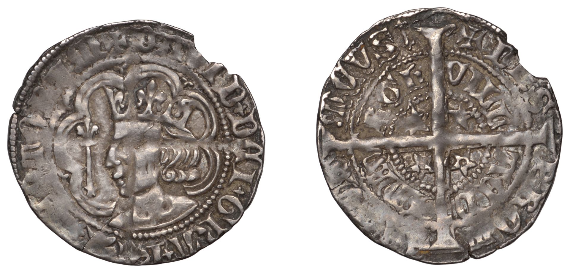 David II (1329-1371), Third coinage, Halfgroat, Edinburgh, mm. cross pattÃ©e, 'Robert II' sty...