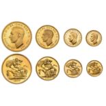 George VI (1936-1952), Proof set, 1937, comprising Five Pounds, Two Pounds, Sovereign and Ha...