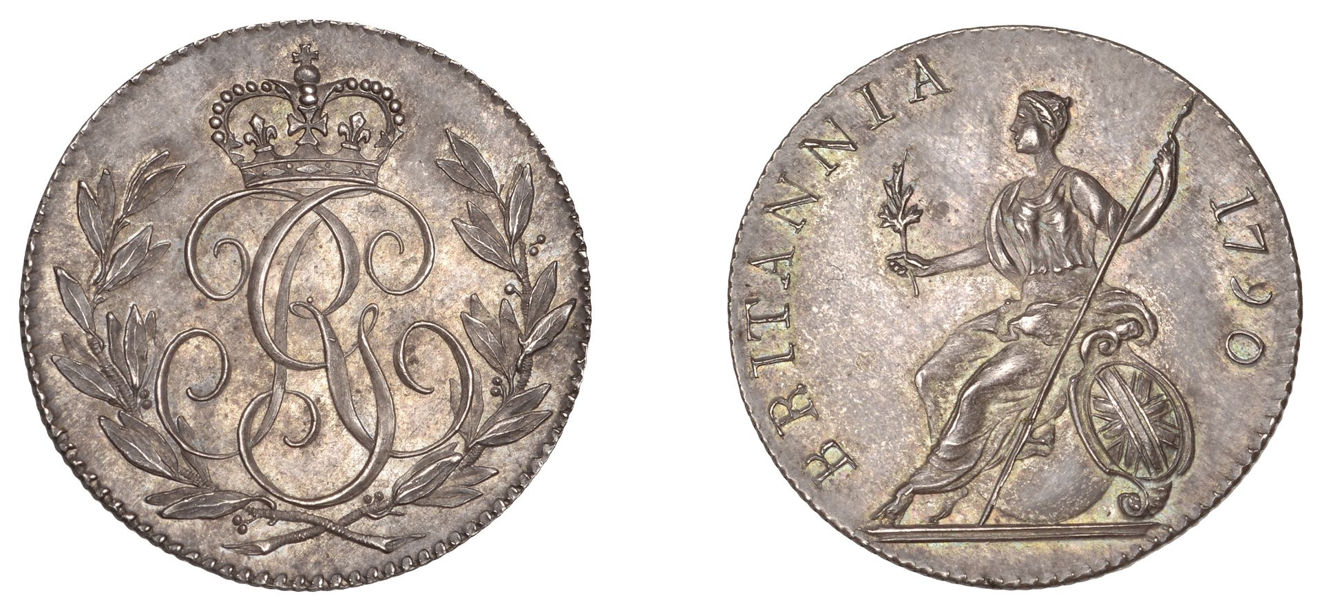 George III (1760-1820), Pre-1816 issues, Pattern Sixpence, 1790, by J.-P. Droz, in silver, c...