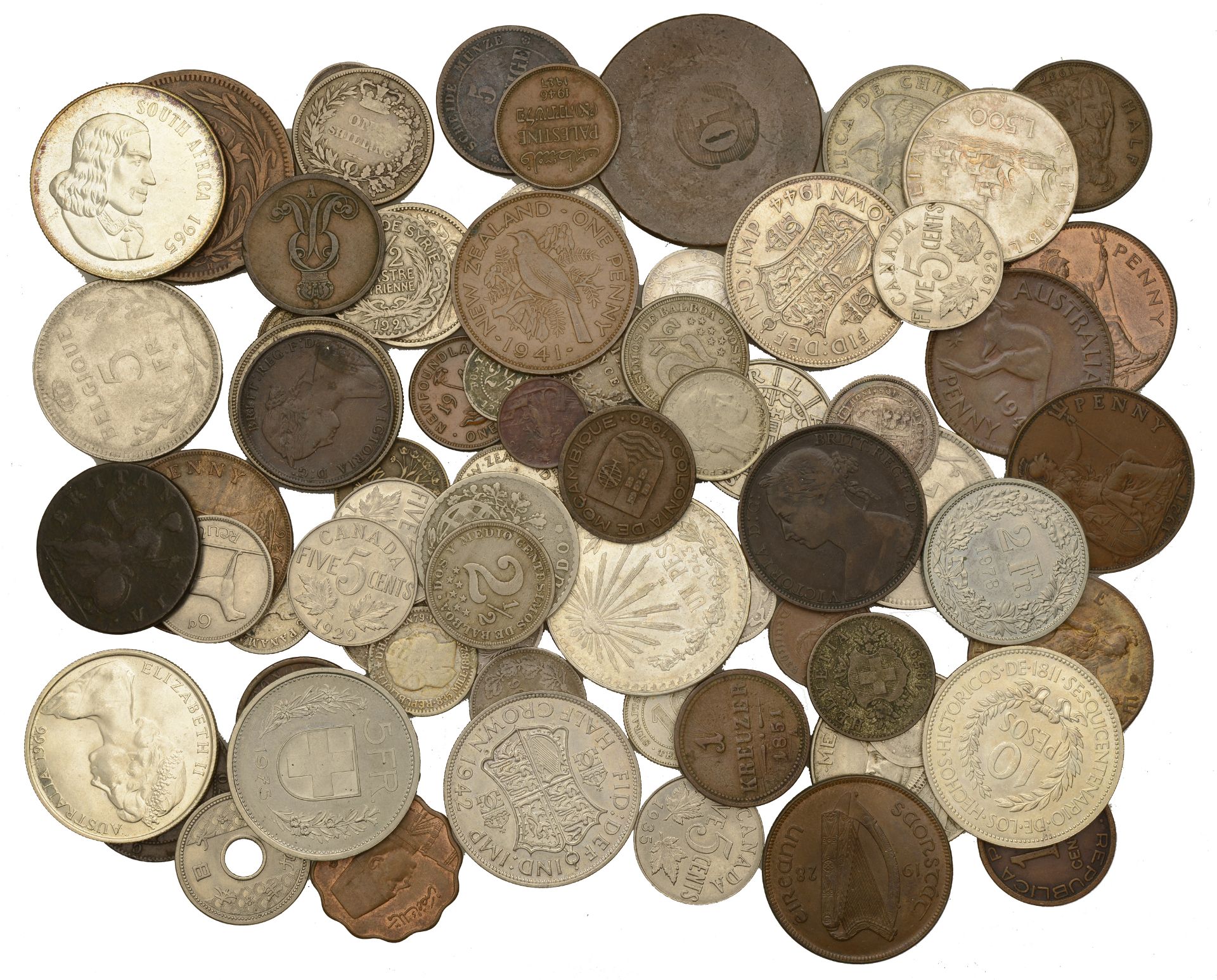Miscellaneous, Assorted World coins, in silver (30), base metal (45) [75]. Varied state Â£10...