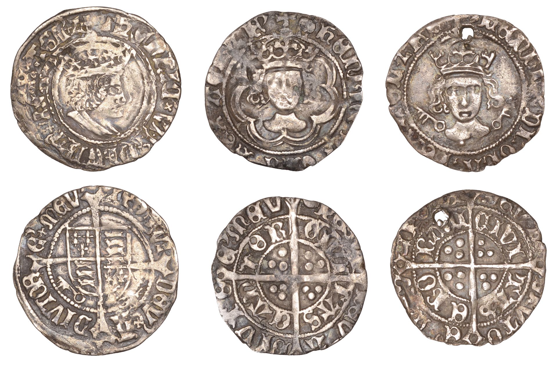 Henry VII, Facing Bust issue, Halfgroats (2), Canterbury, class IIIC, King and Abp Morton jo...