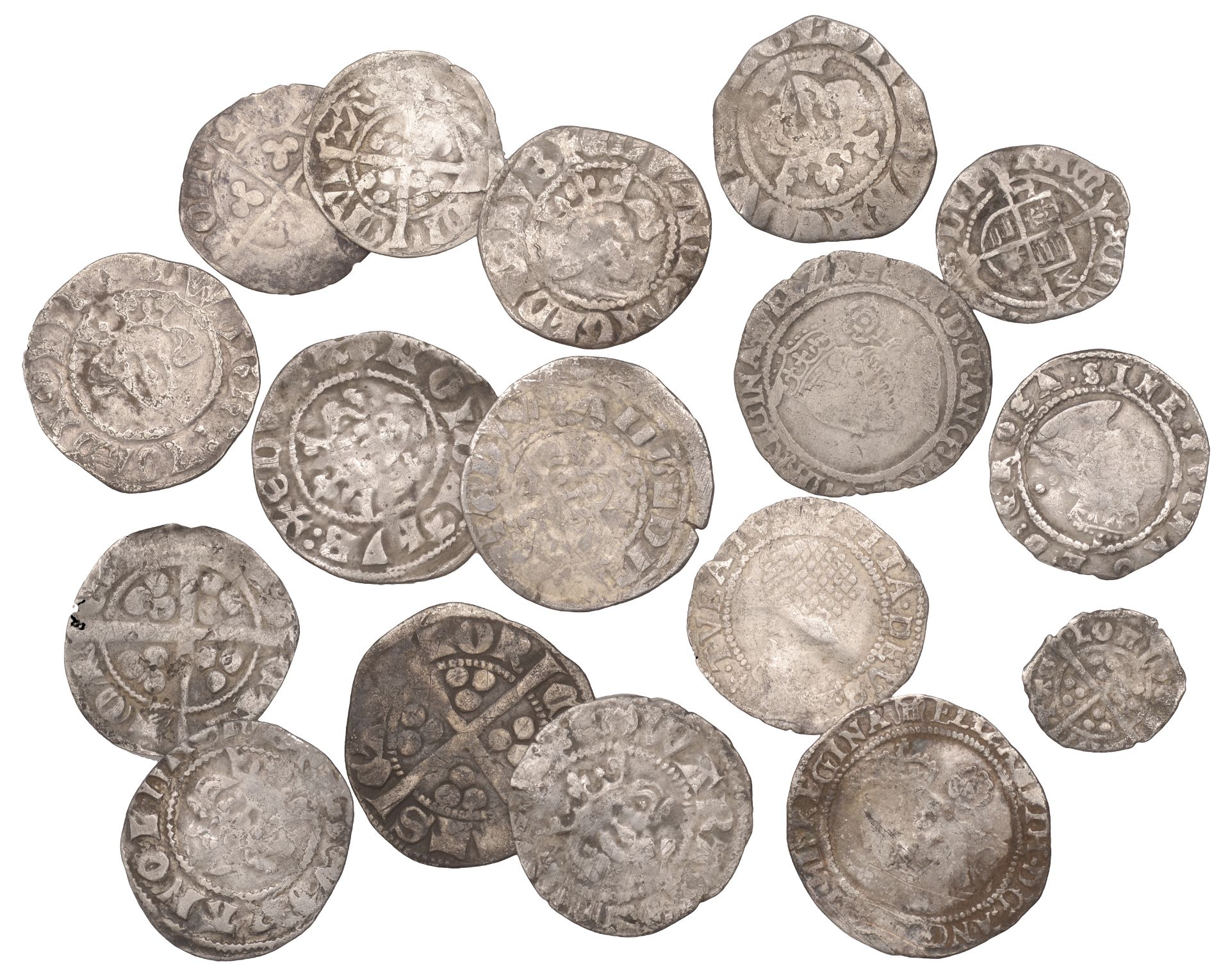 Henry VIII, Second coinage, Penny, Durham, Bp Wolsey, mm. trefoil on rev., tw by shield, car...