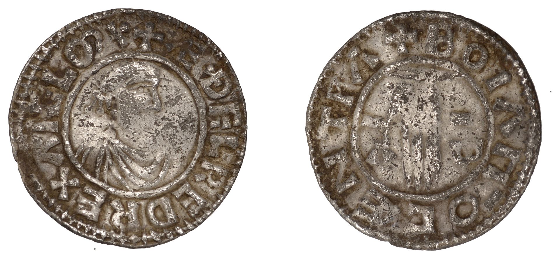 Ã†thelred II (978-1016), Penny, First Hand type, Canterbury, Boga, boia mÂ¯o cÃ¦ntpa, 1.48g/9h...