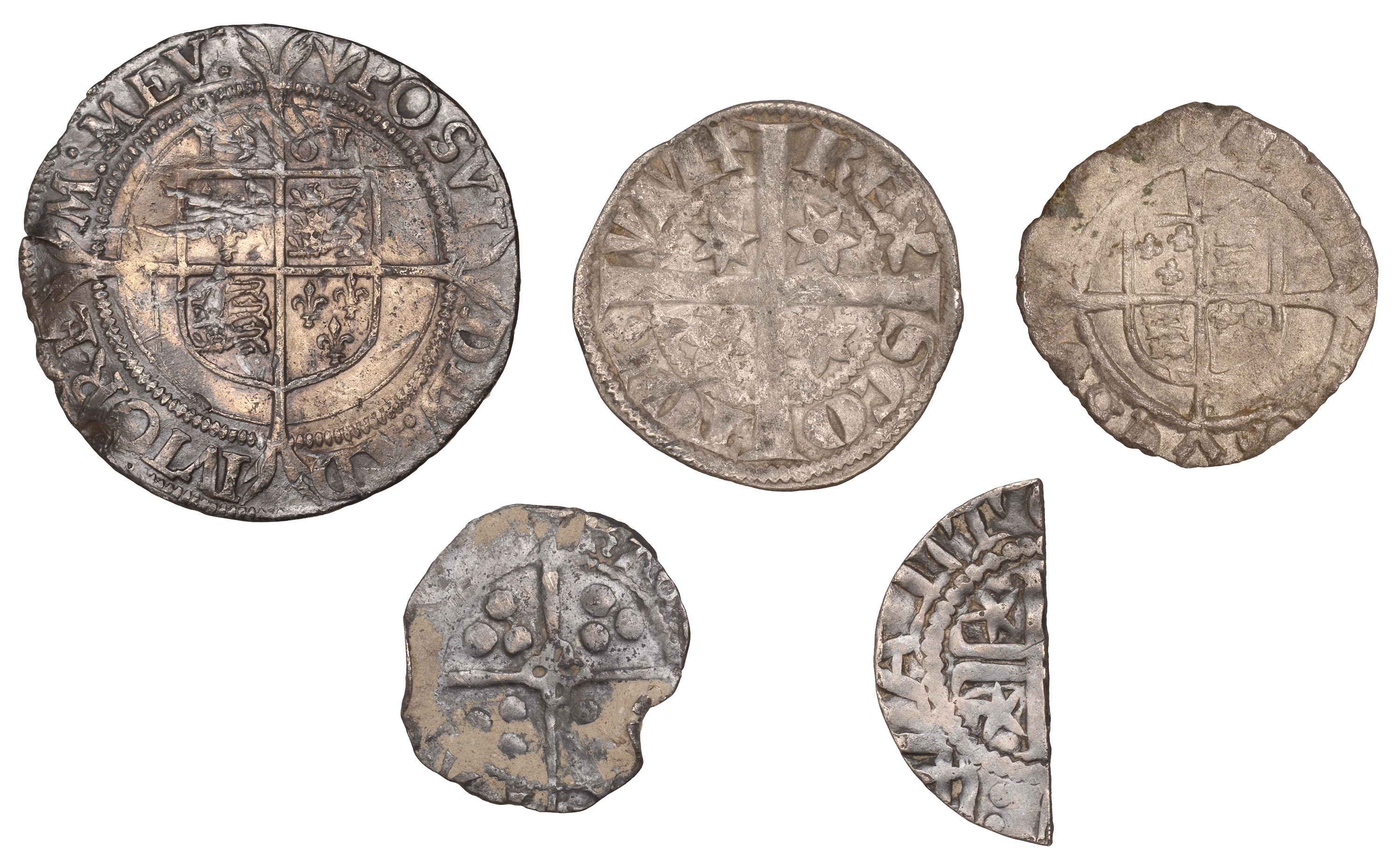 Henry VIII, Posthumous coinage, Halfgroat, York (S 2416); together with other hammered coins... - Image 2 of 2