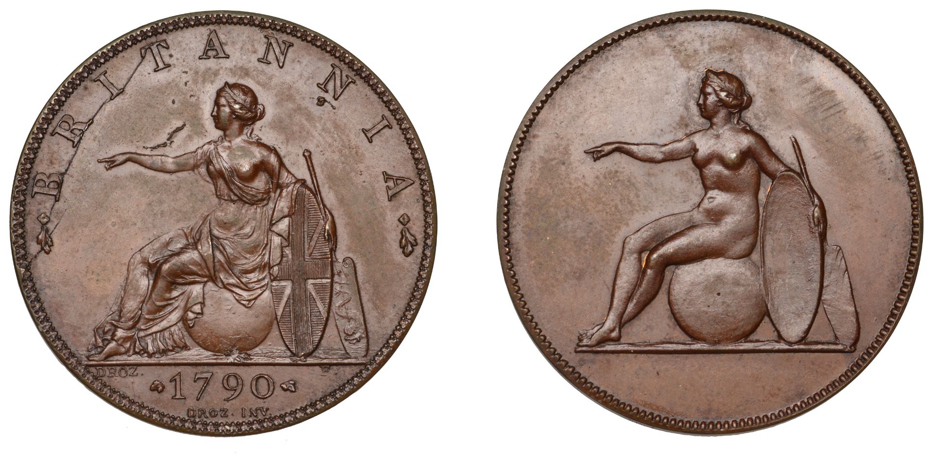 George III (1760-1820), Pre-1816 issues, Restrike Pattern Halfpenny, 1790, by W.J. Taylor af...