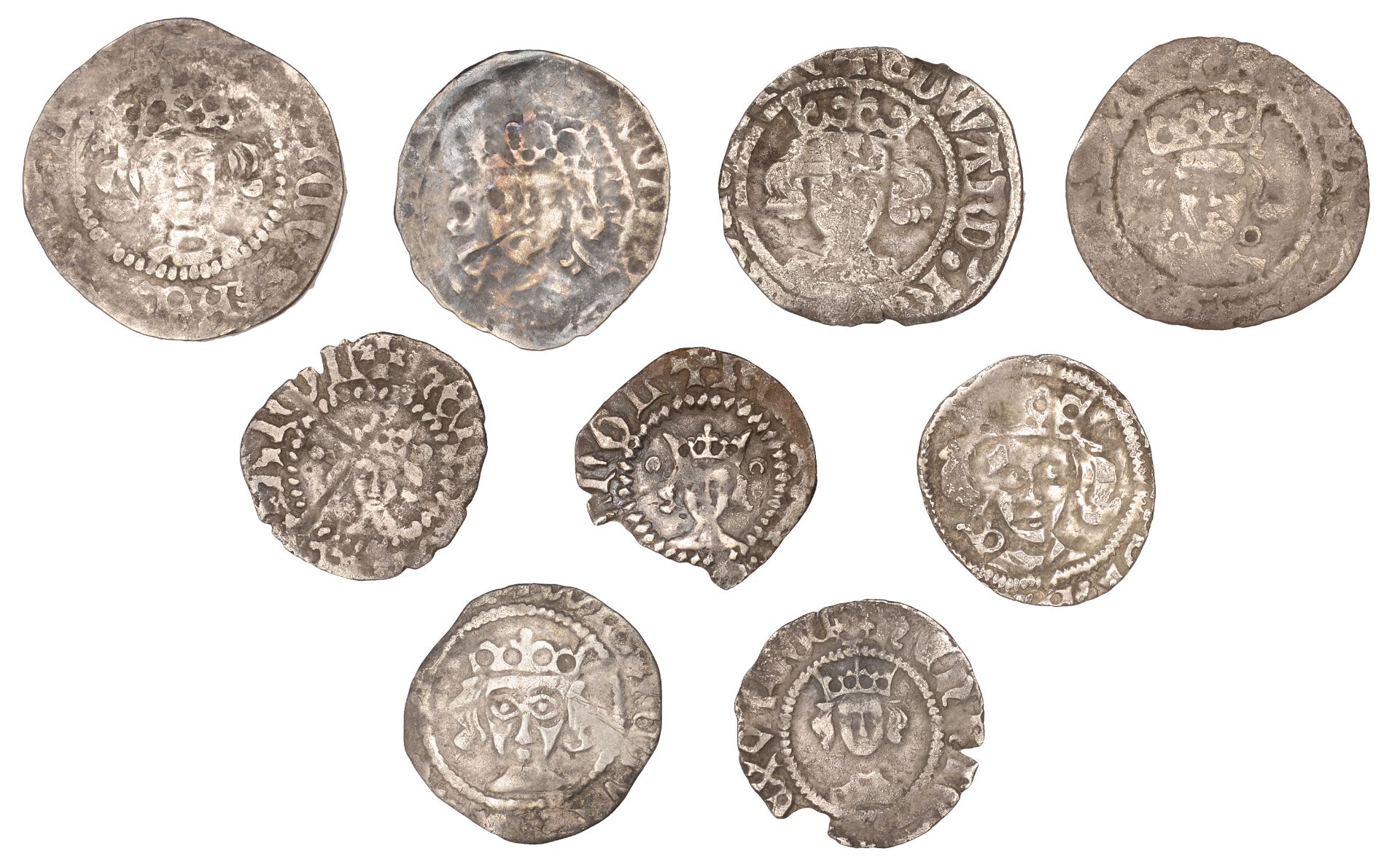 Edward III, Post-Treaty period, Penny, York, quatrefoil on rev., 0.89g/6h (S 1648); Henry V,...