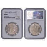 Austria, Franz Joseph I, Thaler, 1866a (Dav. 26; KM 2245). Extremely fine [slabbed NGC MS 62...