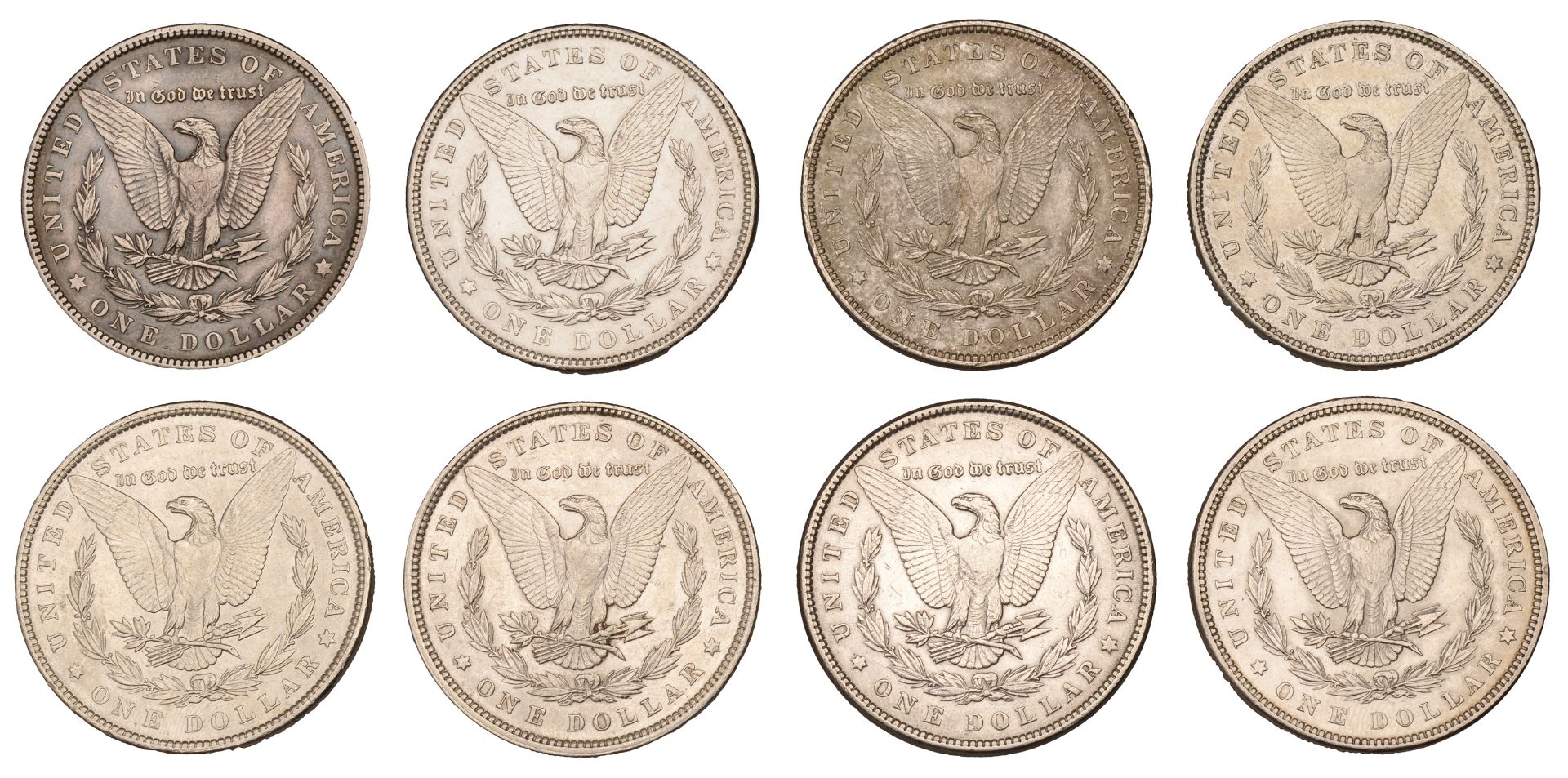 United States of America, Dollars (8), 1881, 1884 (2), 1886, 1889 (2), 1896, 1904 [8]. Very... - Image 2 of 2