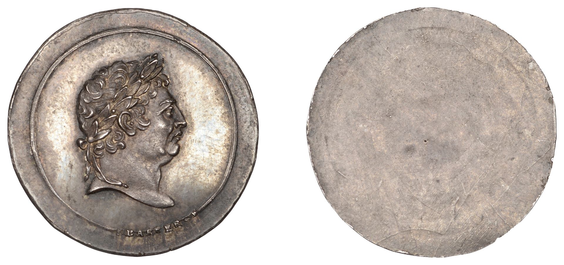 George III (1760-1820), New coinage, Uniface portrait trial for a Sixpence, by J. Barber, in...