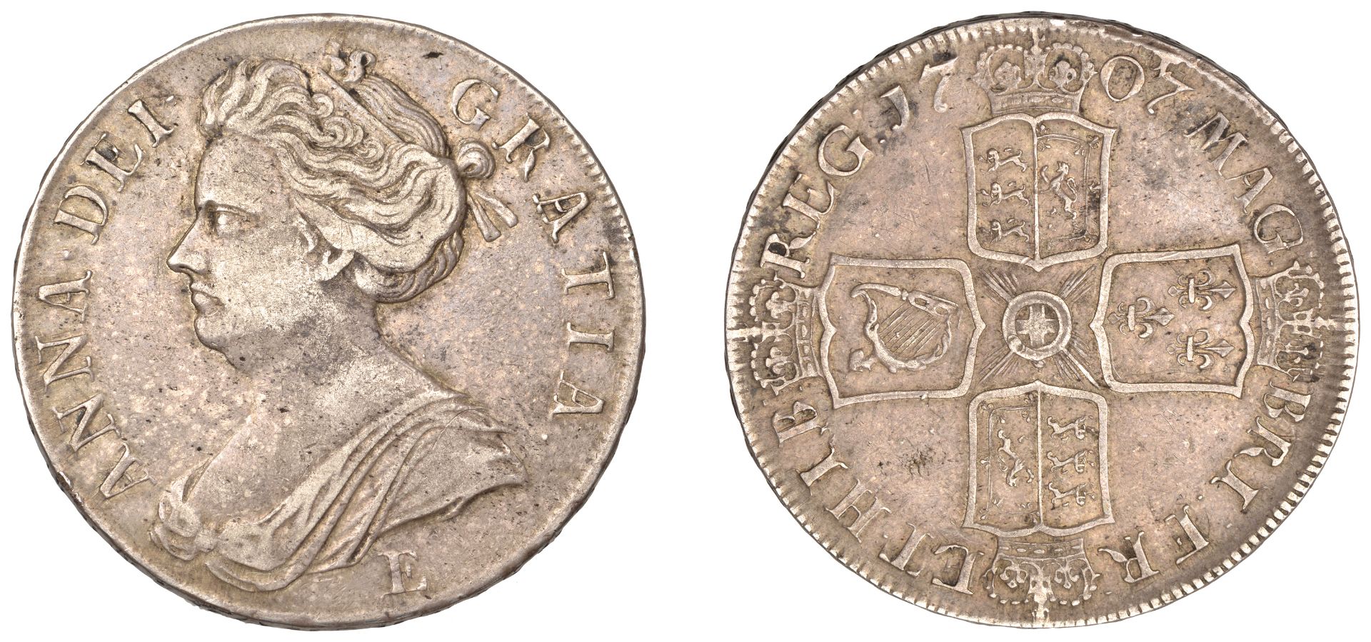 Anne (1702-1714), Crown, 1707e, edge sexto (ESC 1351; S 3600). Very fine Â£400-Â£500